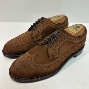 Grant Stone x J. Crew Ludlow Suede Wingtip Longwing Medium Brown Bench Made 7.5